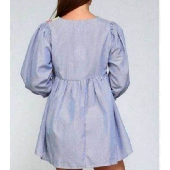 VELZERA BOHO-INSPIRED EMBROIDERED DRESS/TUNIC NWT BLUE SZ.M - Picture 4 of 5